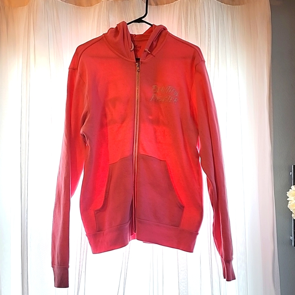 BEAUTIFUL DISASTER SIZE LARGE ZIP UP HOODIE